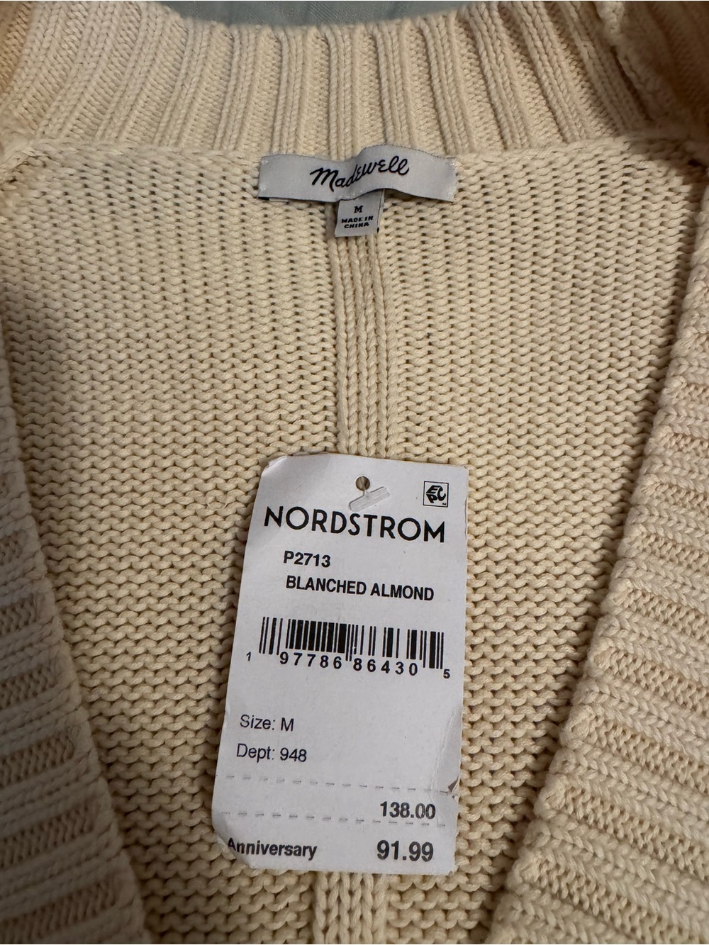 Madewell Cream Button-Front Ribbed Cardigan - Picture 2 of 2
